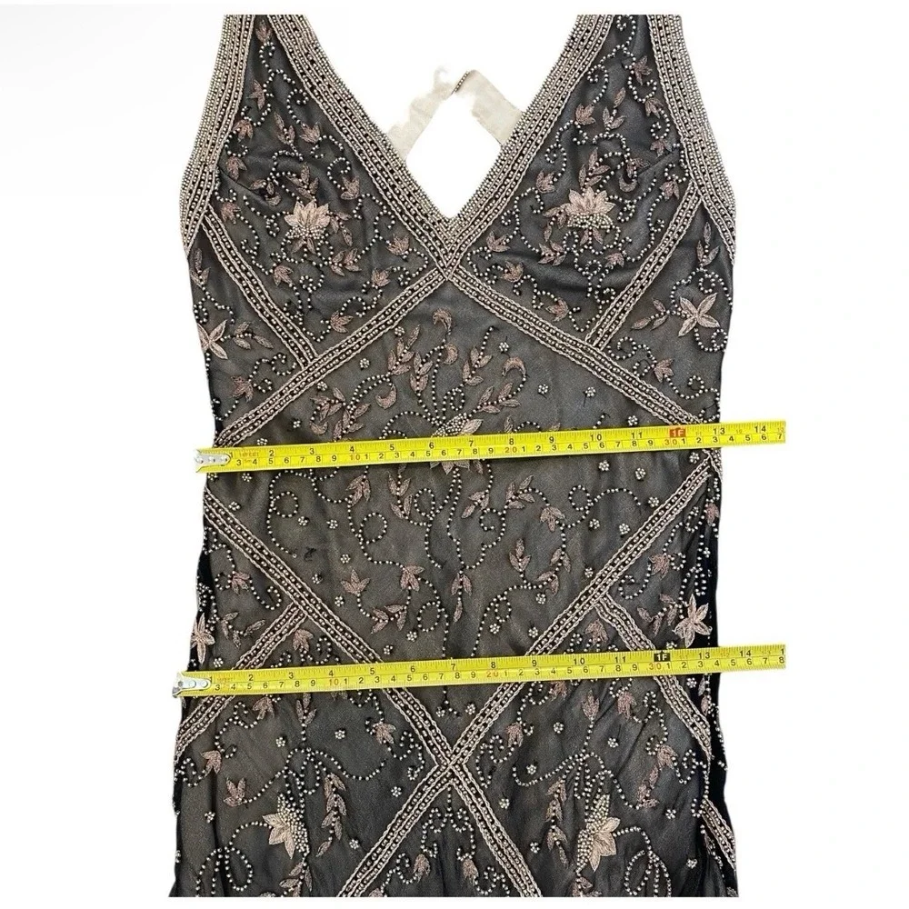 Vintage Cache Silk Beaded Open Back Formal Y2K Gown Dress Black 90s Size 2 - Picture 10 of 16